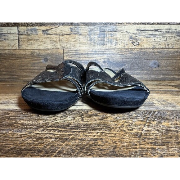 Clarks Artisan Collection Black Leather Sandals Women’s Size 8M‎ - Picture 7 of 10
